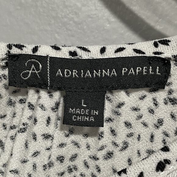 Adrianna Pappell Dotted Pleated Blouse Top Size Large White Office Career - Picture 2 of 6